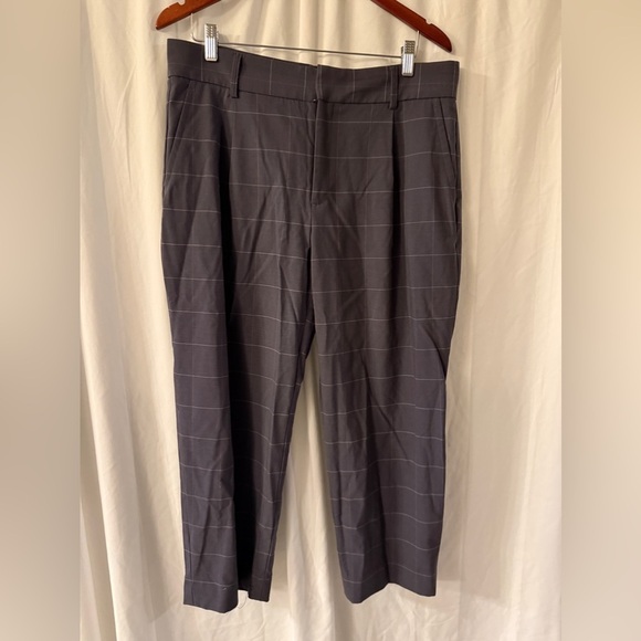 Banana Republic gray plaid wide leg cropped pant size 12 - Picture 1 of 7